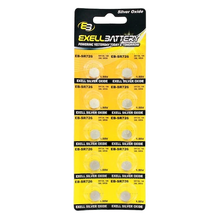 10pack Exell Silver Oxide 1.5V Watch Battery Replaces 396/397